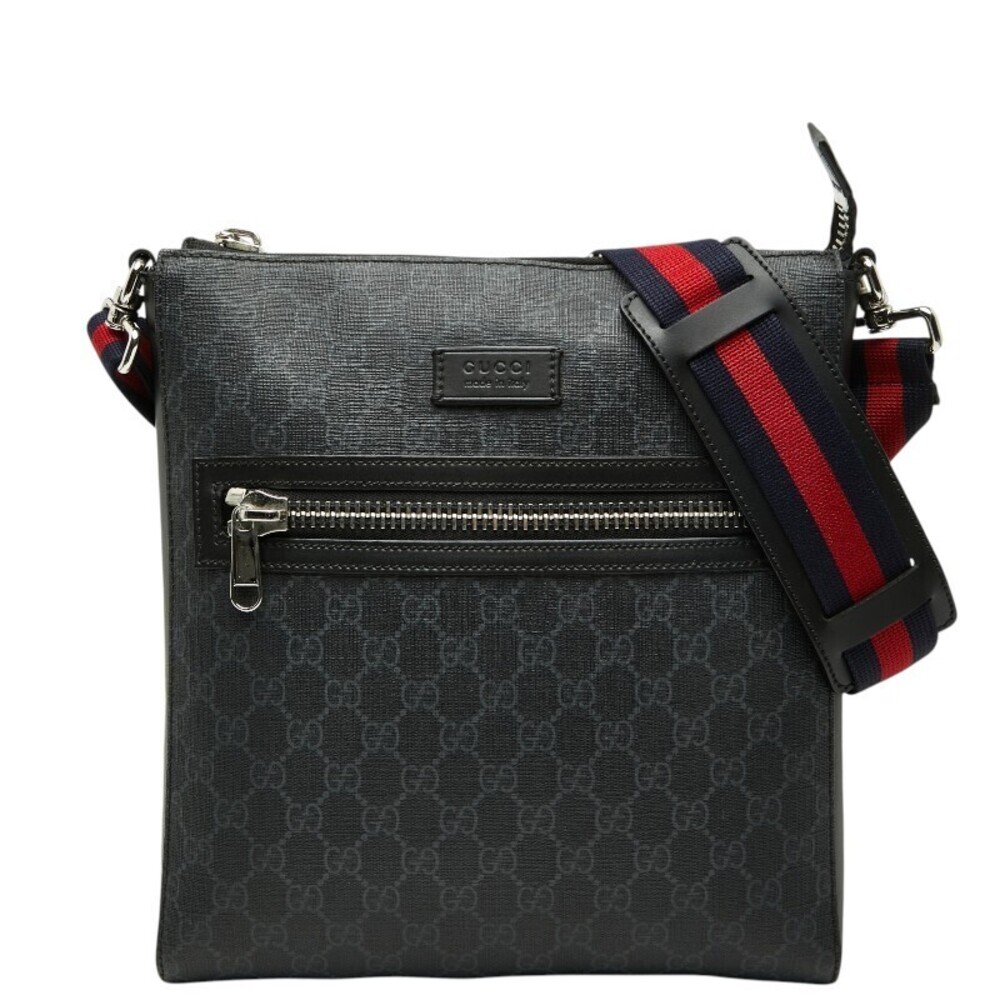Gucci GG Supreme Crossbody Bag Black Leather